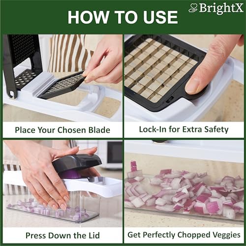 BrightX Multifunctional Vegetable Chopper with Container