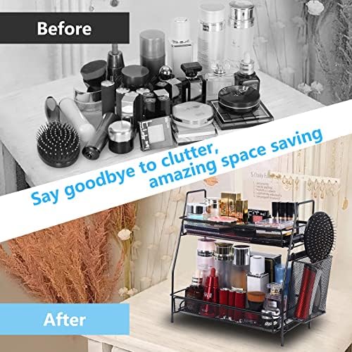 Le Miktle Multifunctional Counter Organizer for Kitchen Bathroom Bedroom Black
