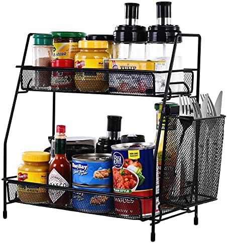 Le Miktle Multifunctional Counter Organizer for Kitchen Bathroom Bedroom Black
