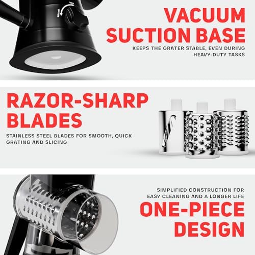 Experience the Convenience of Nonnis Kitchen - 3 Blade Manual Cheese Grater