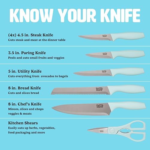 Tasty Kitchen Knife Set with Block 10-Piece Aqua