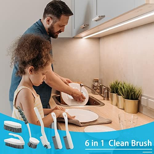 6-Piece Kitchen and Bathroom Cleaning Brush Set