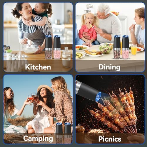 UNNEES Electric Salt and Pepper Mill Set 2-Piece Compact Powerful