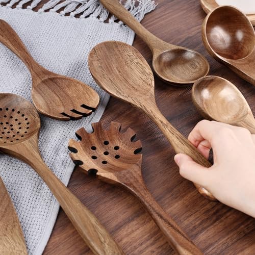 Elegant 10-Piece Acacia Wooden Cooking Utensils Tool Set