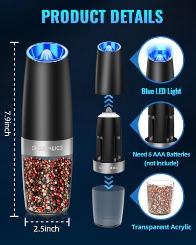 Adjustable Electric Gravity Spice Mill Set