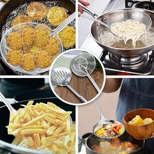 Durable Stainless Steel Skimmer Strainer Spoon Set Easy to Clean and dishwasher Safe