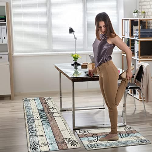 Comfort Non-Slip Kitchen Mat Set for Standing DeskFarmhouse Style