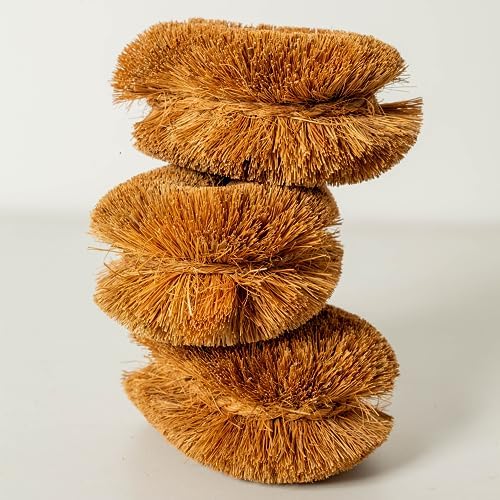 Eco-Friendly 3-Pack of 100 Natural Coconut Coir Kitchen Brushes