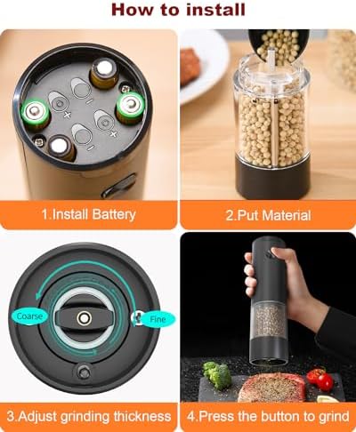Professional Electric Salt and Pepper Grinder Set with LED Light