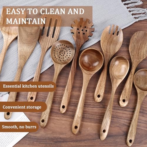 Elegant 10-Piece Acacia Wooden Cooking Utensils Tool Set