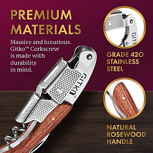 Professional Grade Wine Opener - Rosewood Handle Durable Multi-functional for Professionals Amateurs