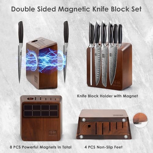 SHAN ZU 7 Piece Kitchen Knife Set with Magnetic Block
