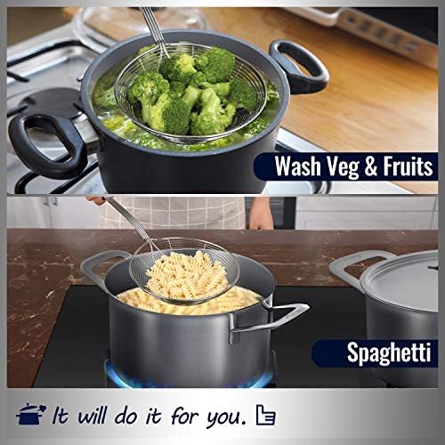 Premium stainless steel spider strainer for easy cooking and frying