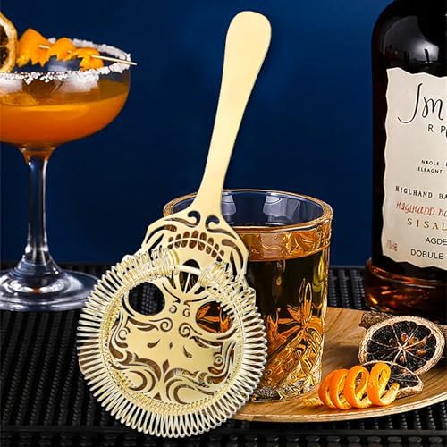 Gold Cocktail Strainer Set with Hawthorne and Fine Mesh Strainers