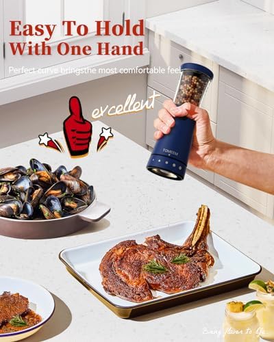 Ergonomic Electric Salt and Pepper Grinder Set with 45 oz Capacity