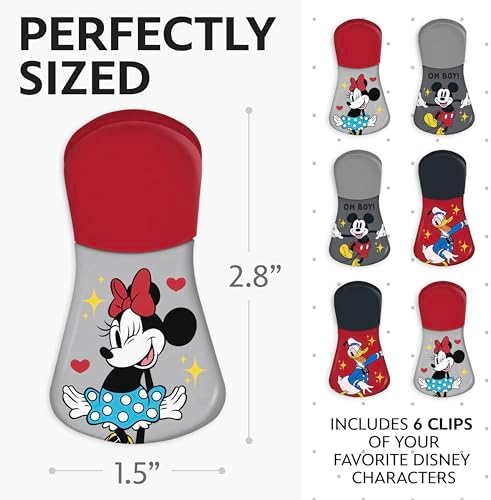 Disney Magnetic Chip Clips 6-Pack Bag Clips for Pantry Fridge
