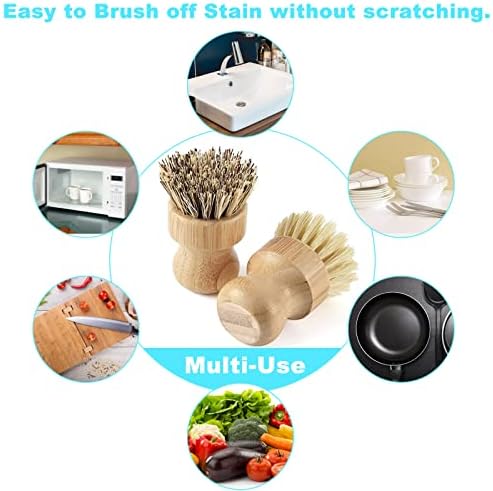 Natural Bamboo Dish Brush Set 2-Pack
