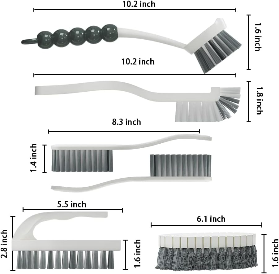 6-Piece Kitchen and Bathroom Cleaning Brush Set