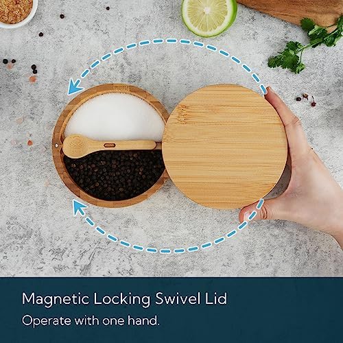 KITCHENDAO Bamboo Salt and Pepper Bowl Box