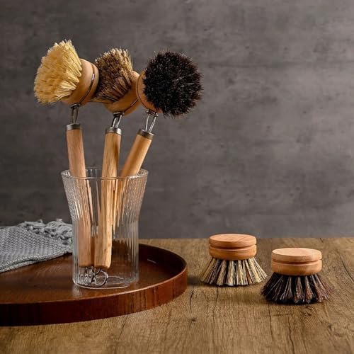 Sturdy Bamboo Dish Brush with Handle for Effortless Cleaning