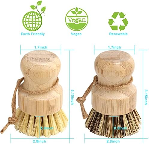 Natural Bamboo Dish Brush Set 2-Pack