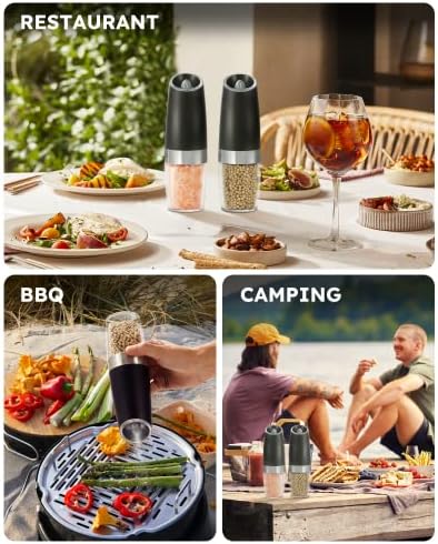 Sangcon Gravity Electric Salt and Pepper Grinder Set