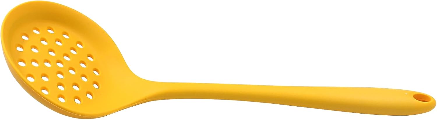 BokWin Heat-Resistant Silicone Strainer Spoon Yellow
