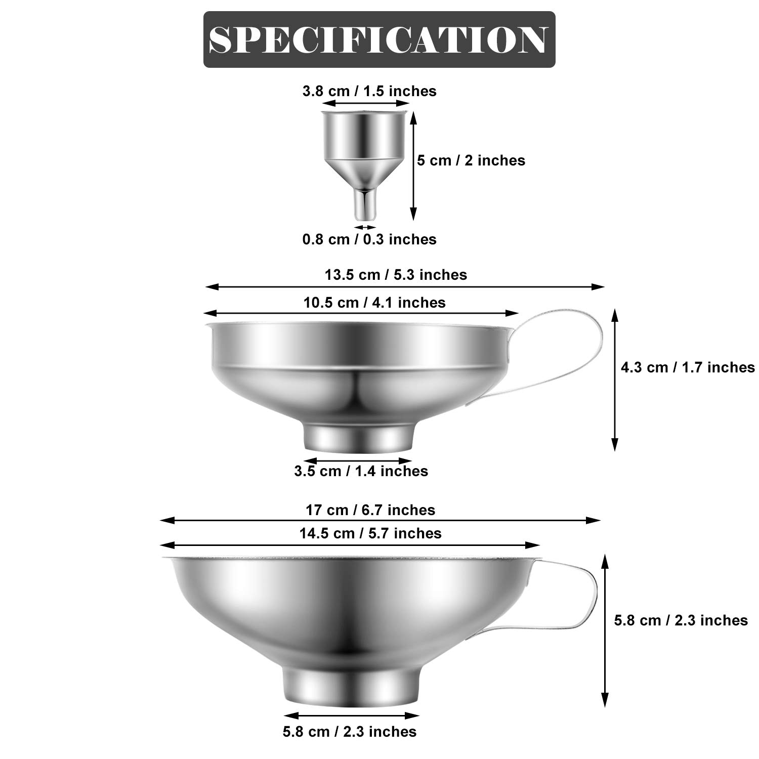 Stainless Steel Funnels Set Perfect for Canning and Kitchen Tasks