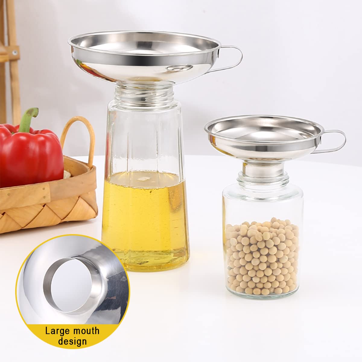 CADAVO Stainless Steel Canning Funnel - Wide Mouth for Mason Jars