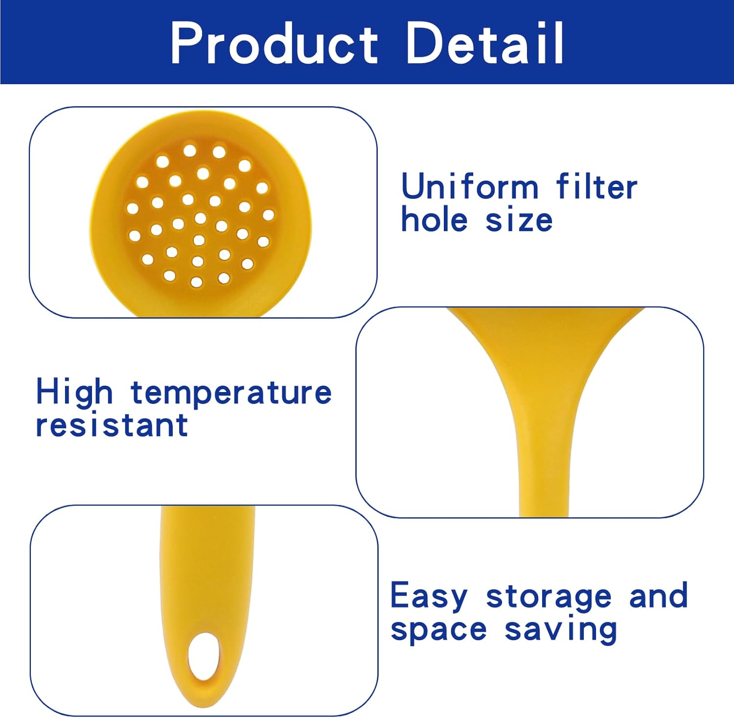BokWin Heat-Resistant Silicone Strainer Spoon Yellow
