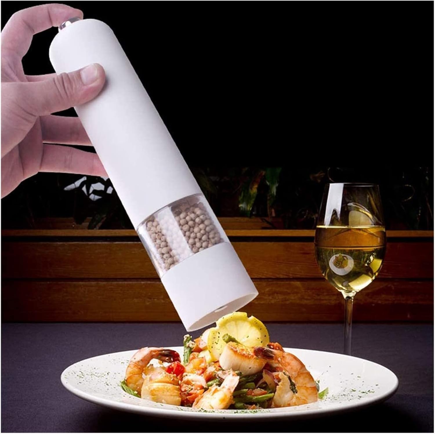 Elegant Electric Salt Pepper Mill Set with LED Light