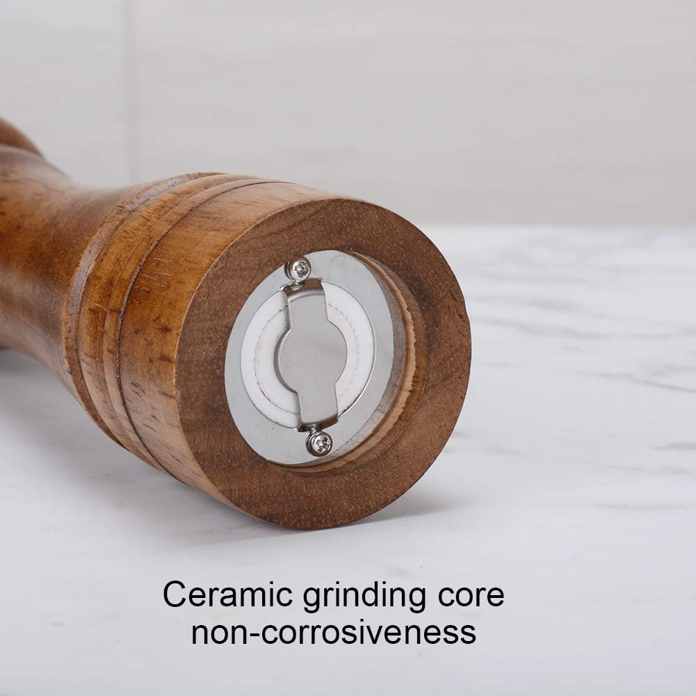 Beautiful Oak Wood Salt Pepper Grinder Set with Elegant Design