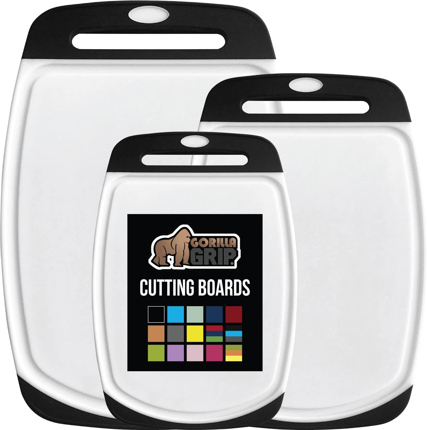 GORILLA GRIP 3-Piece BPA-Free Reversible Kitchen Cutting Board Set