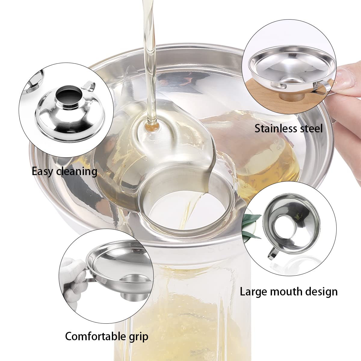 CADAVO Stainless Steel Canning Funnel - Wide Mouth for Mason Jars