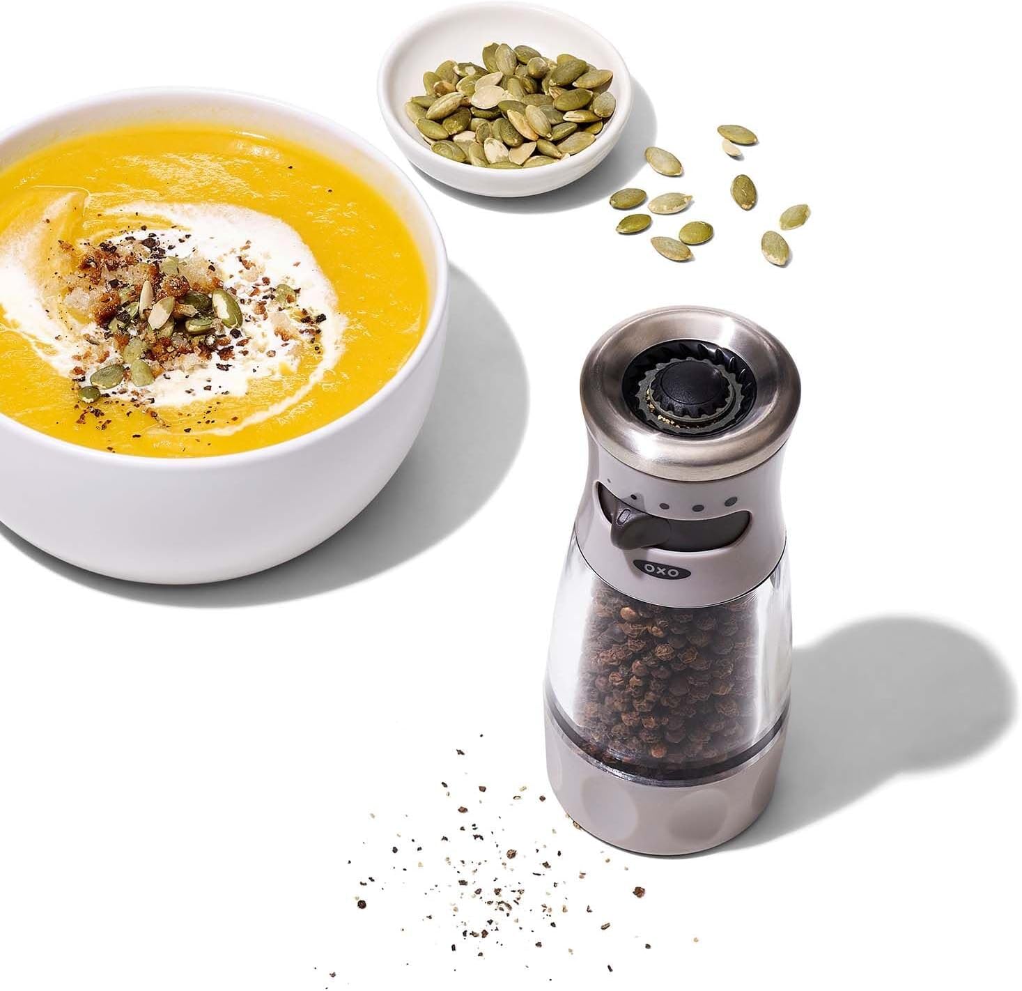 OXO Good Grips Contoured Pepper Grinder mess-free easy to use