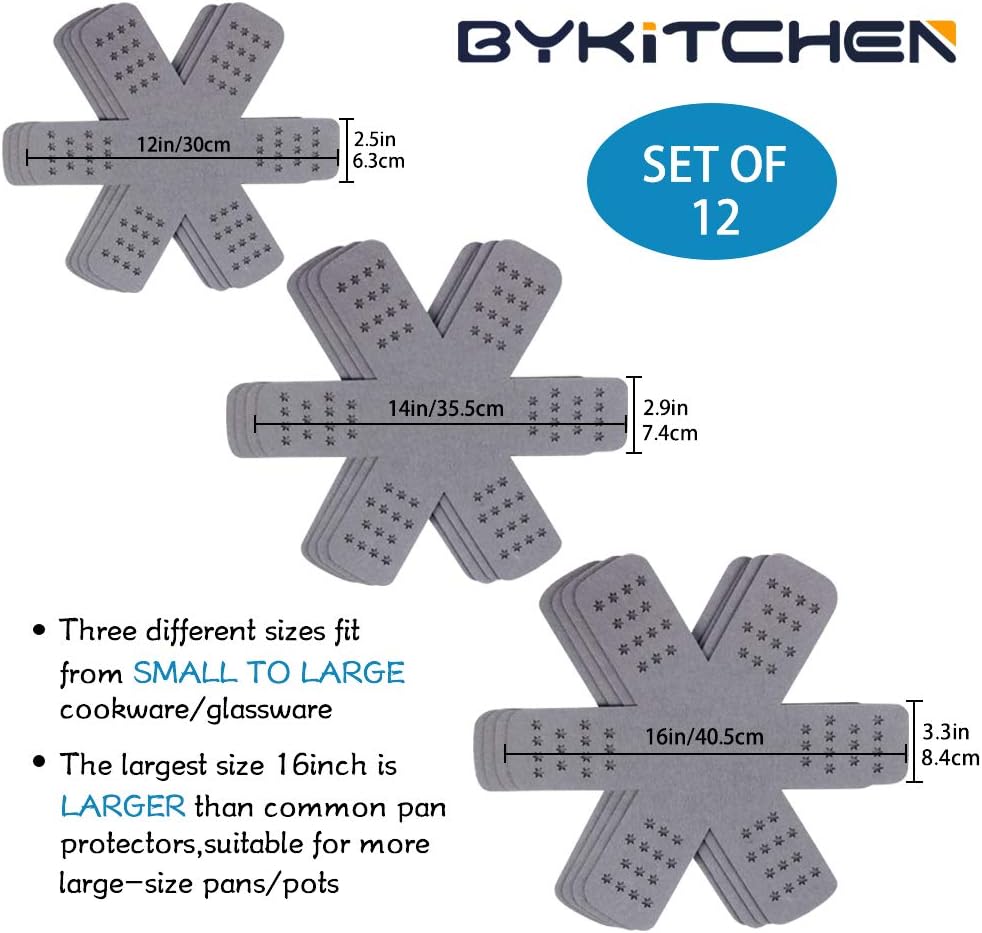 BYKITCHEN Pan Pot Protectors Set of 12 3 Sizes