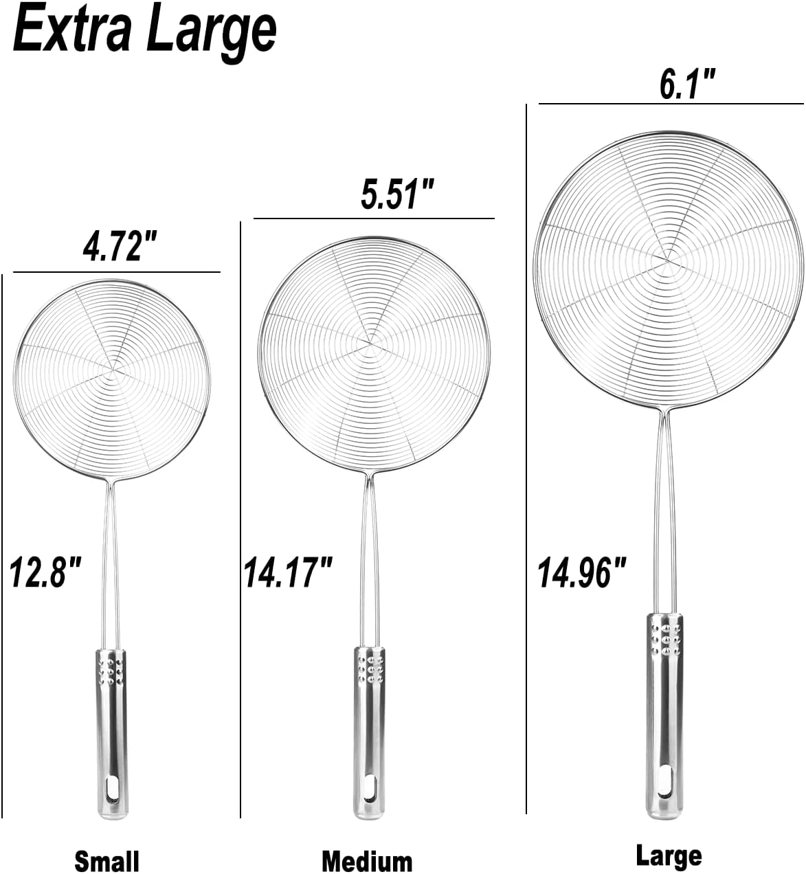 Sturdy Stainless Steel Spider Strainer Set - Easy Cooking Frying Tool