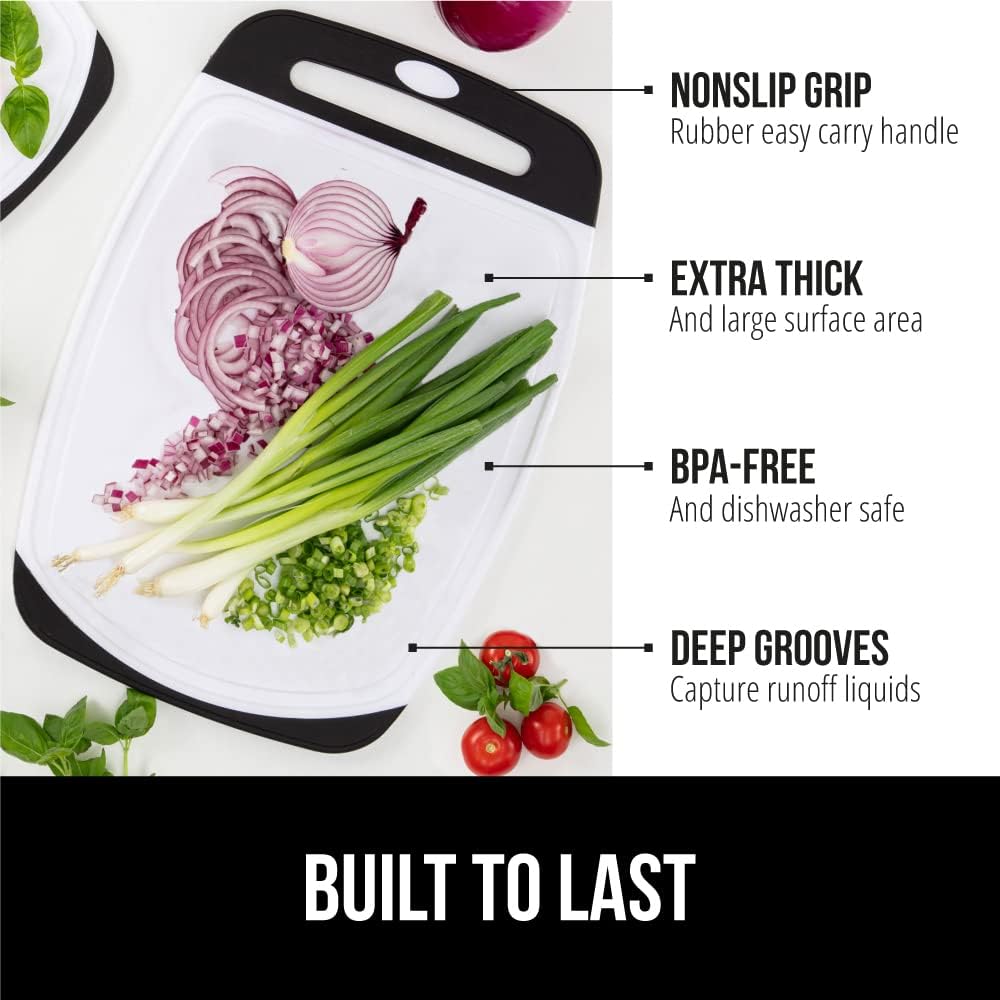 GORILLA GRIP 3-Piece BPA-Free Reversible Kitchen Cutting Board Set