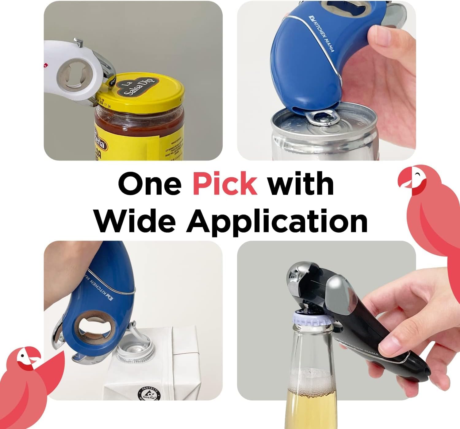 Effortless Kitchen accession Kitchen Mama Epic One Multi-Functional Opener Red