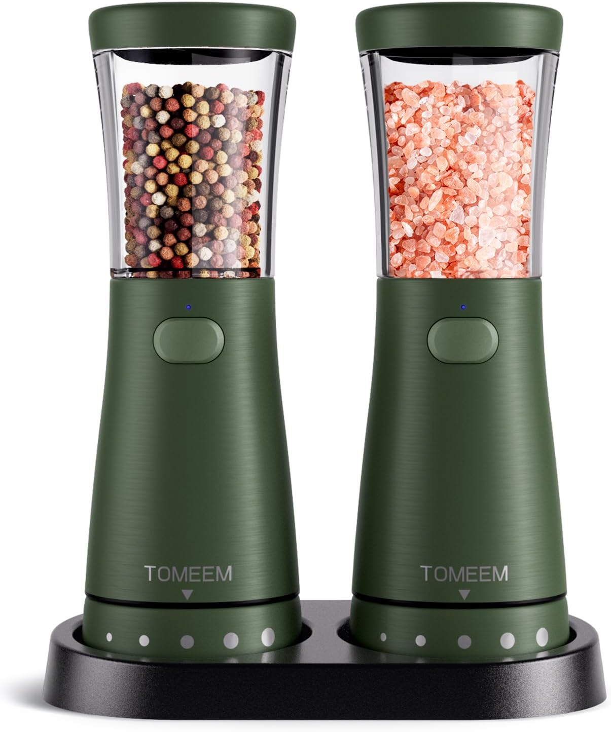 TOMEEM Electric Salt and Pepper Grinder Set - Compact Rechargeable and Ergonomic