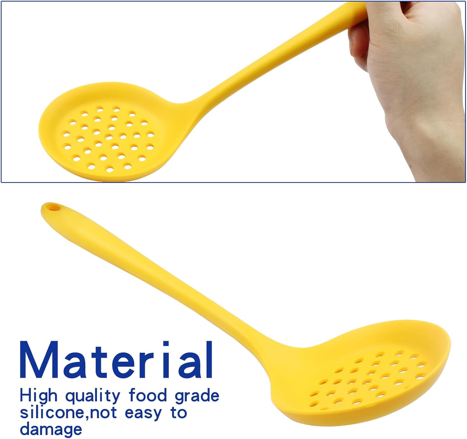 BokWin Heat-Resistant Silicone Strainer Spoon Yellow