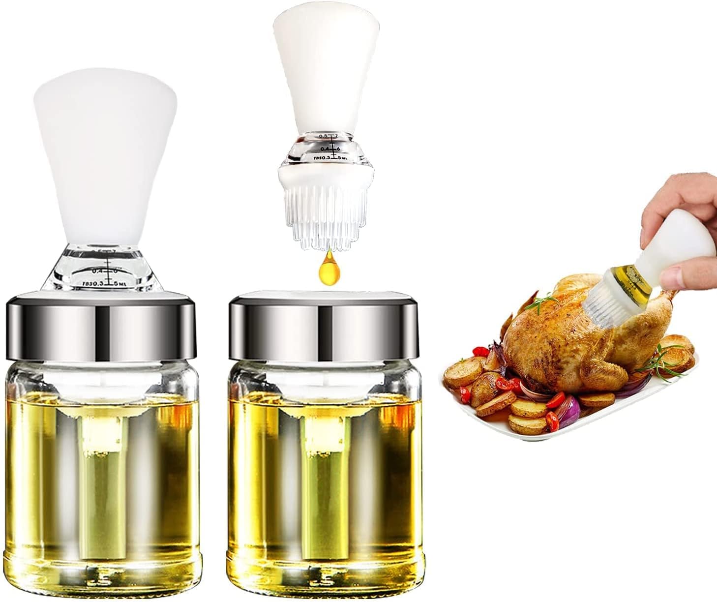 VolksRose Glass Oil Bottle with Silicone Oil Brush 160ml Easy Dispenser BBQdetector