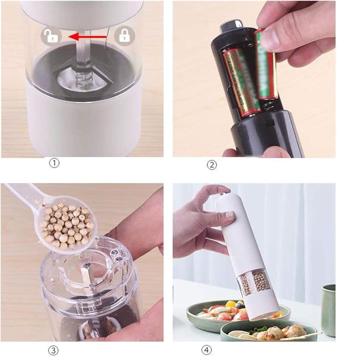 Elegant Electric Salt Pepper Mill Set with LED Light