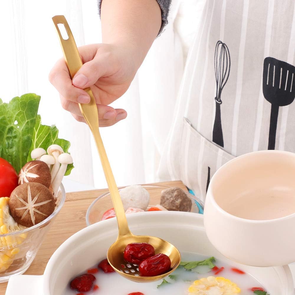 2-Piece Gold Colander Ladle Set for Hotpot