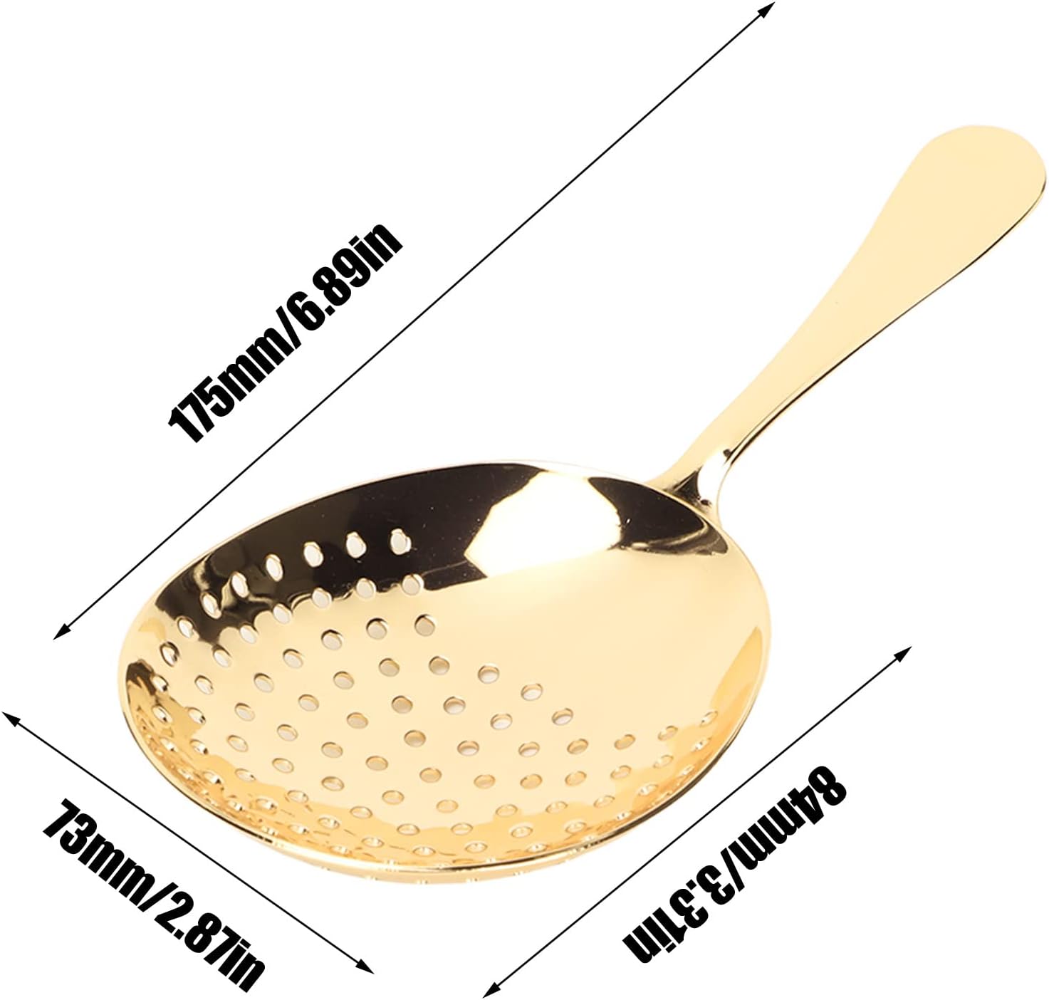 Stainless Steel Cocktail Strainer Ergonomic Gold Handle Durable for Home Commercial Use