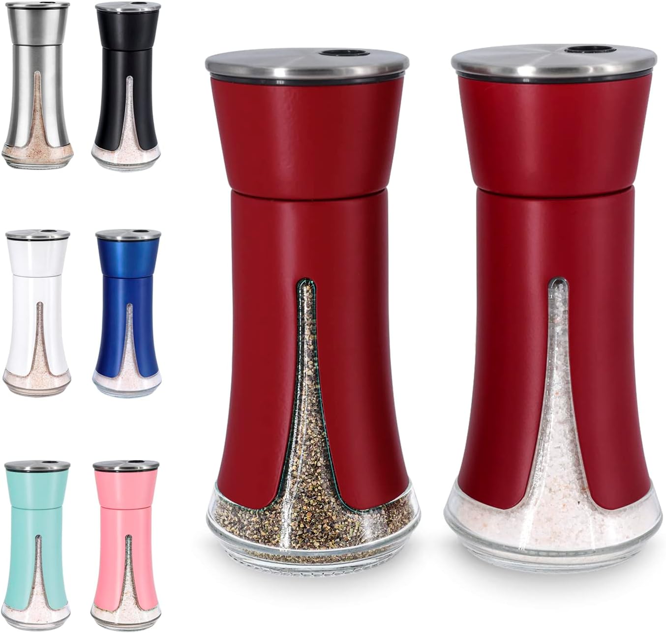 Adjustable Red Salt and Pepper Shakers by Aelga