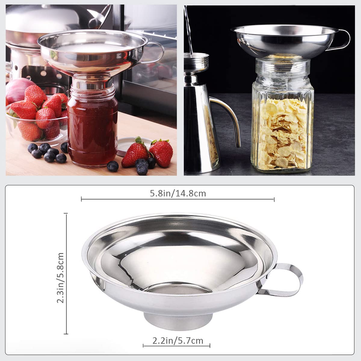 CADAVO Stainless Steel Canning Funnel - Wide Mouth for Mason Jars