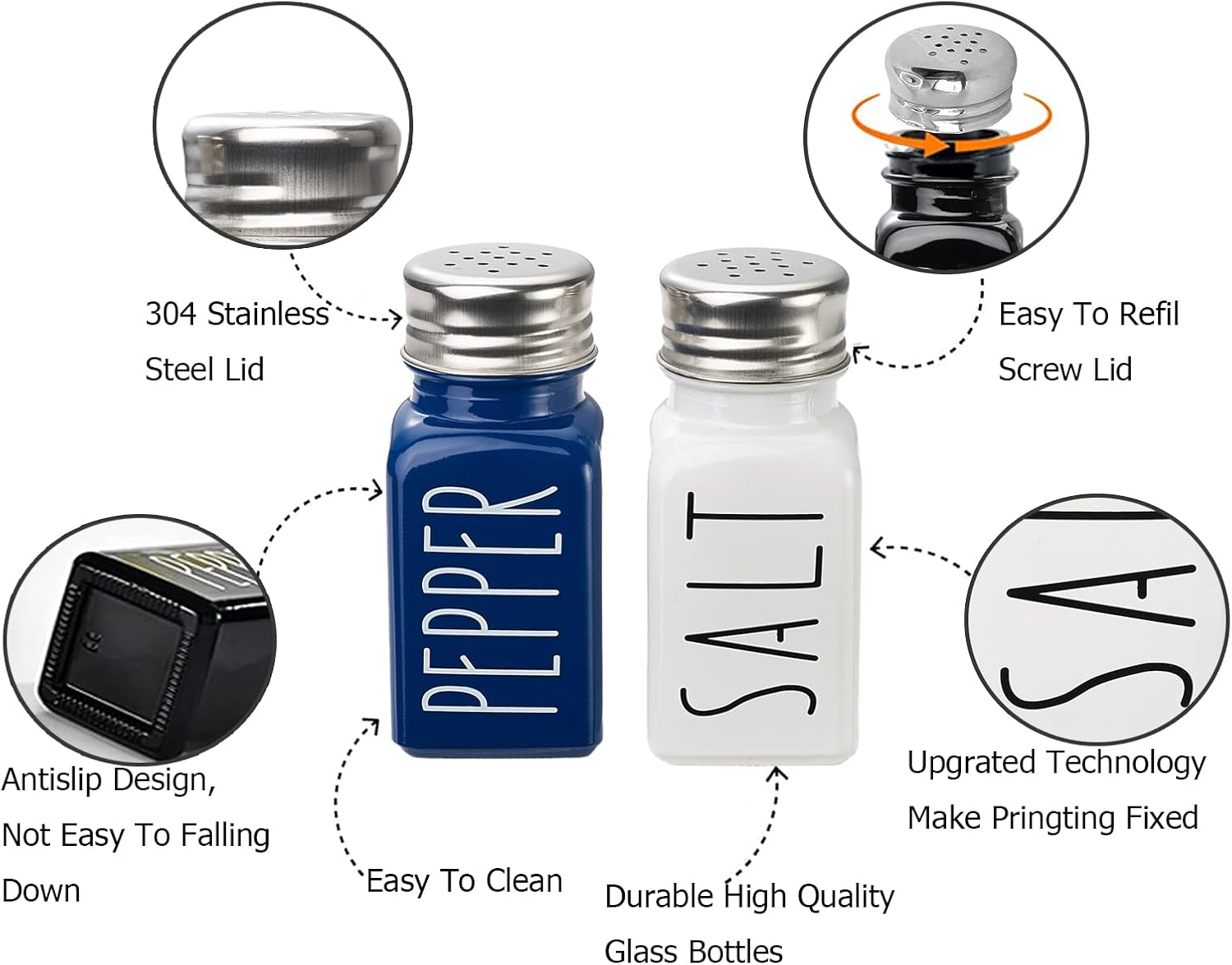 Elegant Farmhouse Salt and Pepper Shakers Set