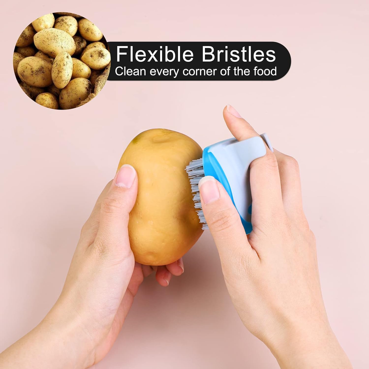 Aodaer 4 Piece Vegetable Brush with Silicone Grips