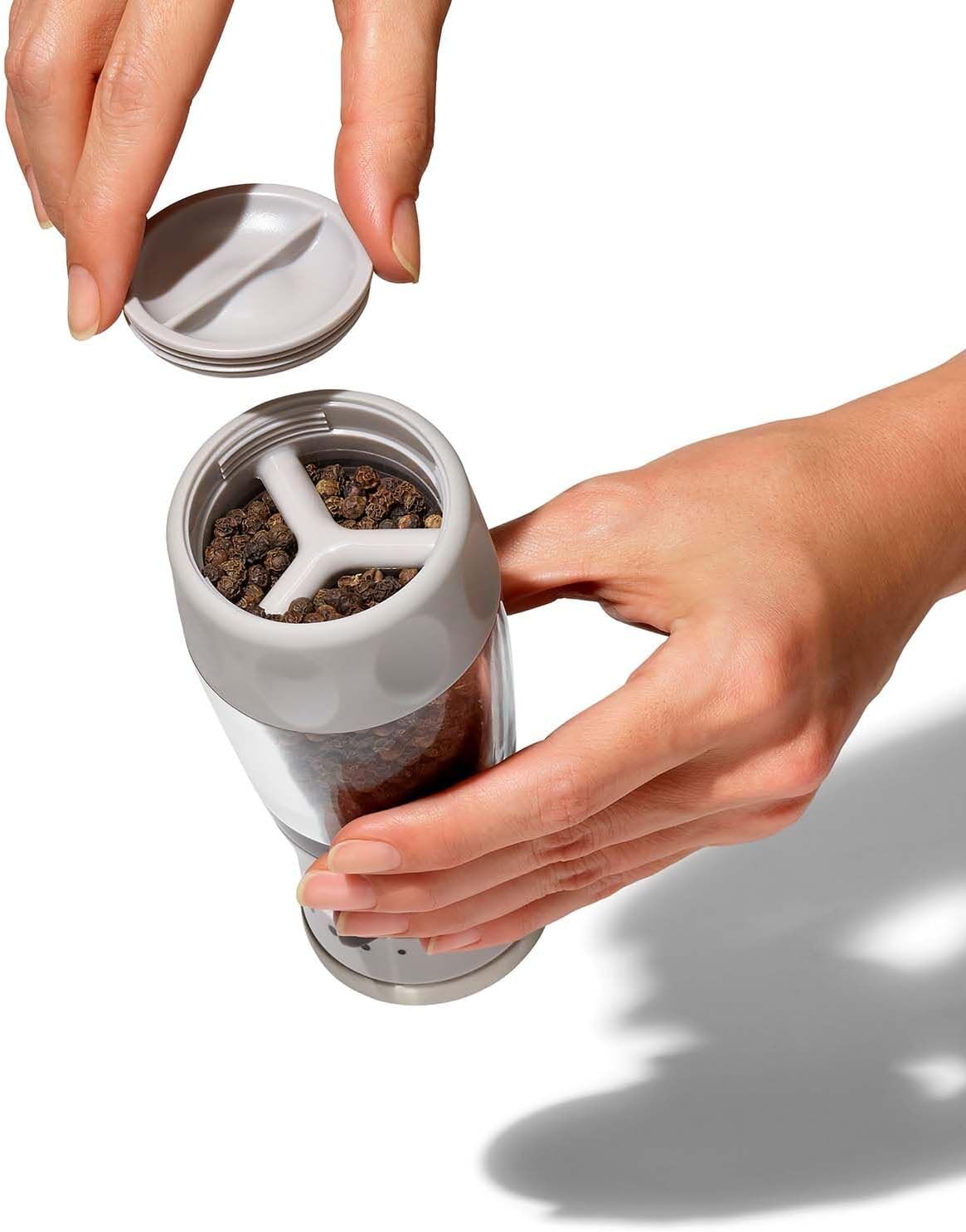 OXO Good Grips Contoured Pepper Grinder mess-free easy to use